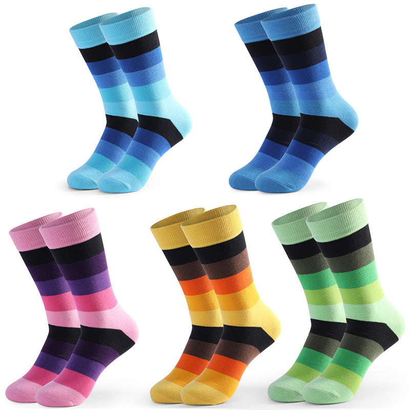 Funny Colorful Stitched Crew Socks(5 Pairs) - image 0