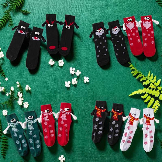 Plus Size Christmas Holding Hands Quarter Socks(4 Pairs) - image 1