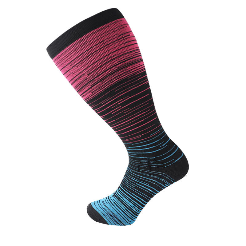 Colorful Cool Lines Plus Size Compression Socks 2XL-7XL(3 Pairs) - Rose - 7XL - image 18
