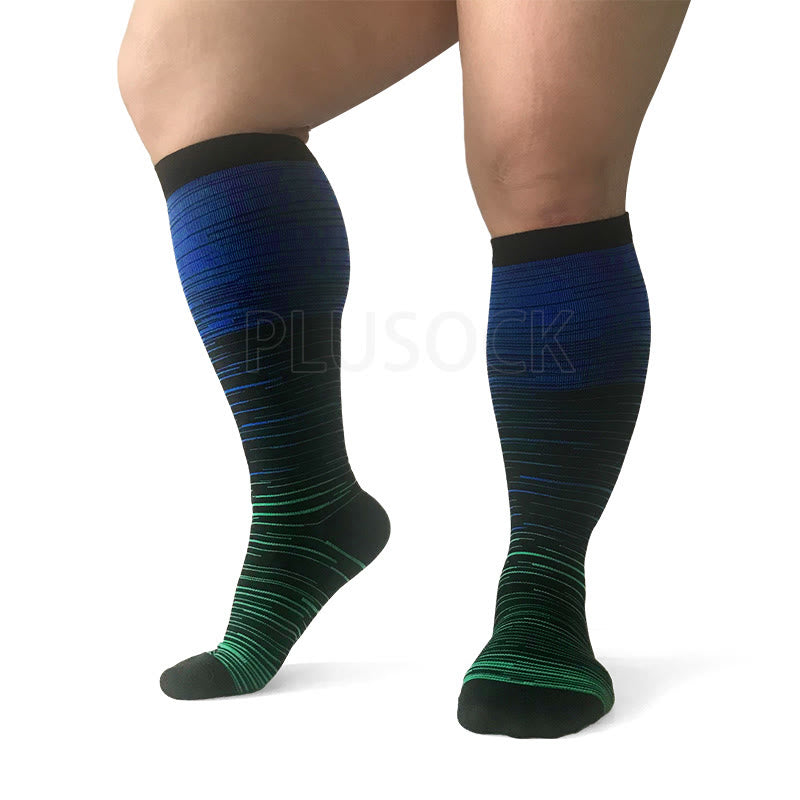 Colorful Cool Lines Plus Size Compression Socks 2XL-7XL(3 Pairs) - image 12
