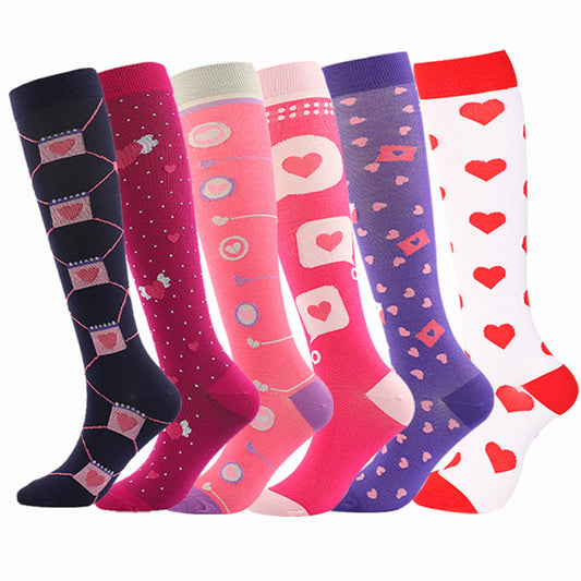 Heart Love Compression Socks(6 Pairs) - Multicolor - L/XL - image 0