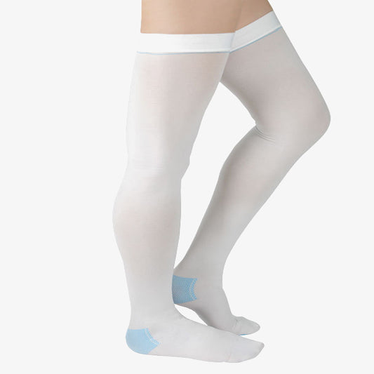 Plus Size White Thigh High Compression Socks - image 0