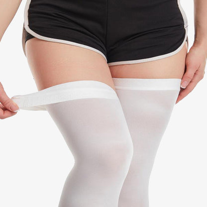 Plus Size White Thigh High Compression Socks - image 13