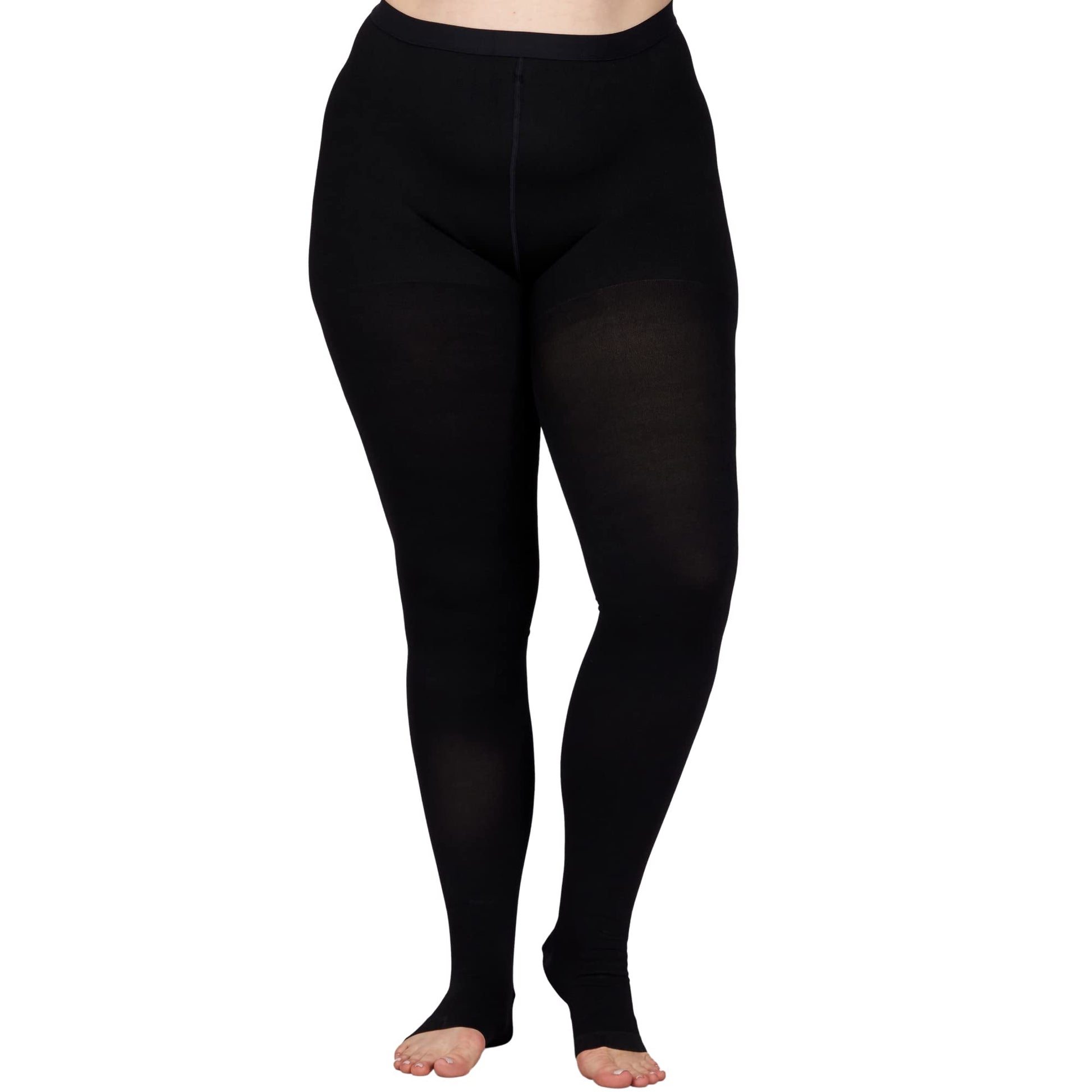 Plus Size Medical Toeless Compression Tights(15-20mmHg) - Black - 4XL - image 1