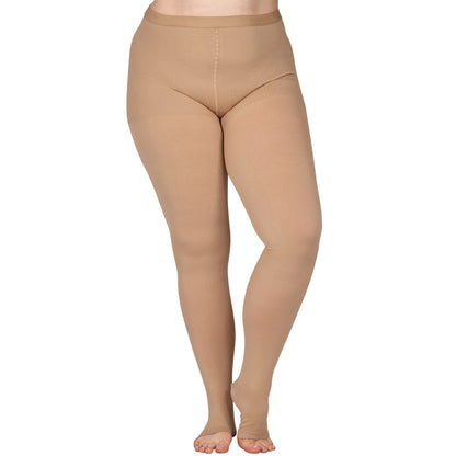 Plus Size Medical Toeless Compression Tights(15-20mmHg) - Nude - 4XL - image 2
