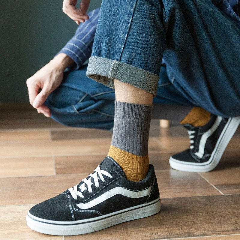 Contrast Color Quarter Socks(5 Pairs) - image 5