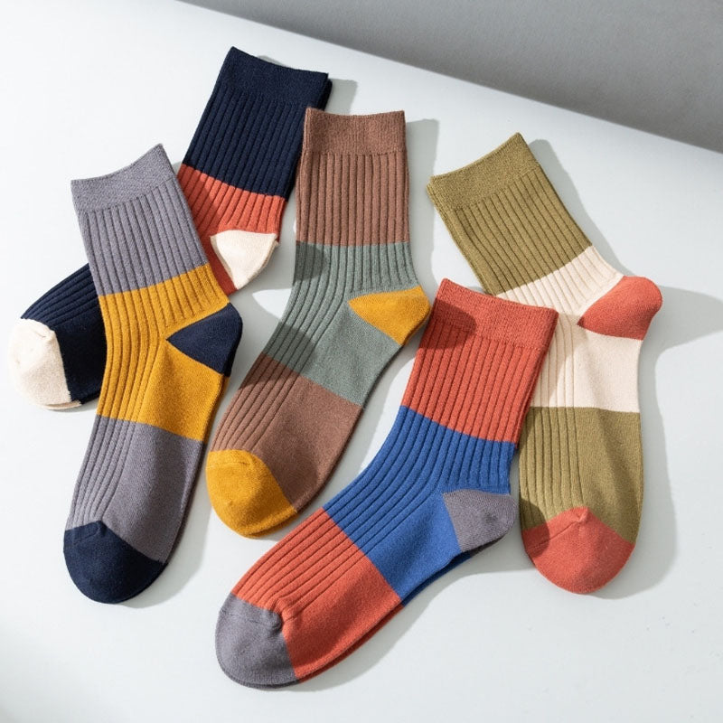 Contrast Color Quarter Socks(5 Pairs) - image 16