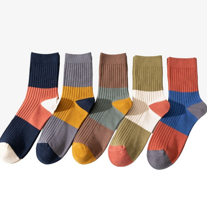Contrast Color Quarter Socks(5 Pairs) - image 7