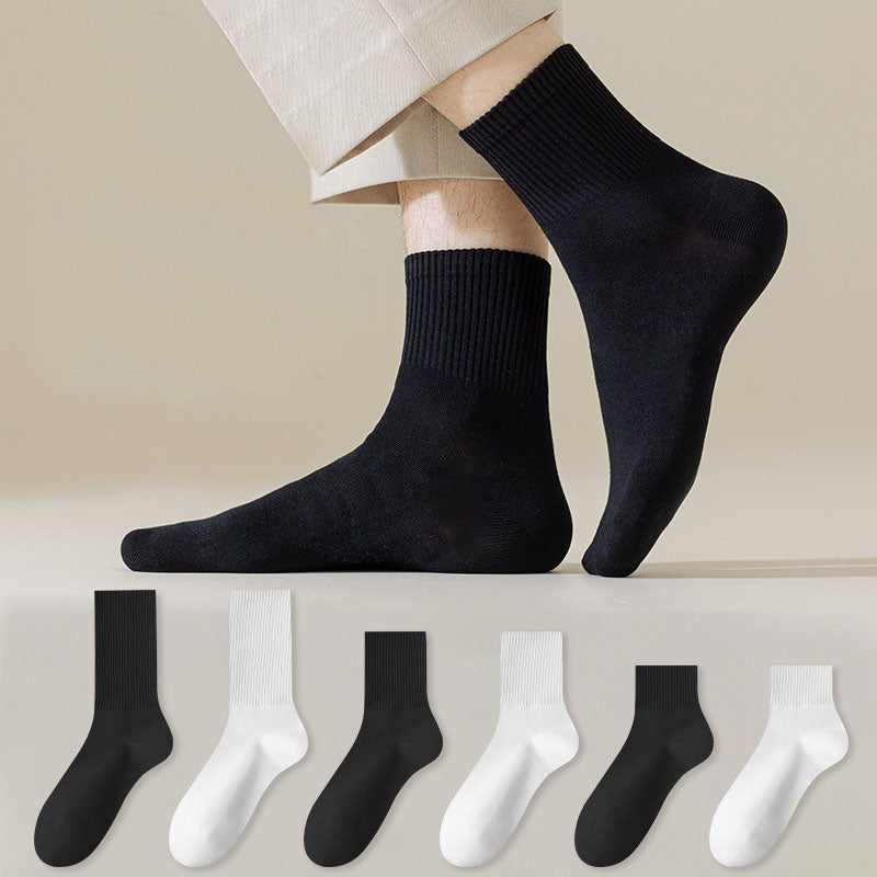 Solid Color Soft Socks(6 Pairs) - image 0