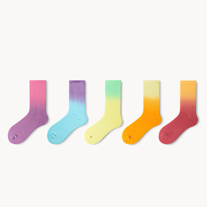 Fashion Gradient Color Quarter Socks(5 Pairs) - image 0