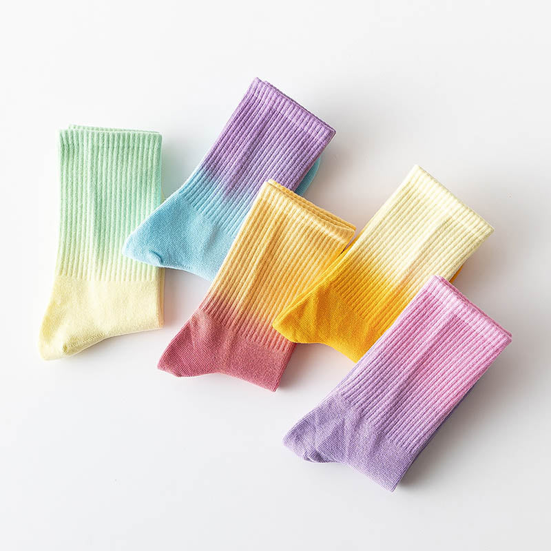 Fashion Gradient Color Quarter Socks(5 Pairs) - image 12