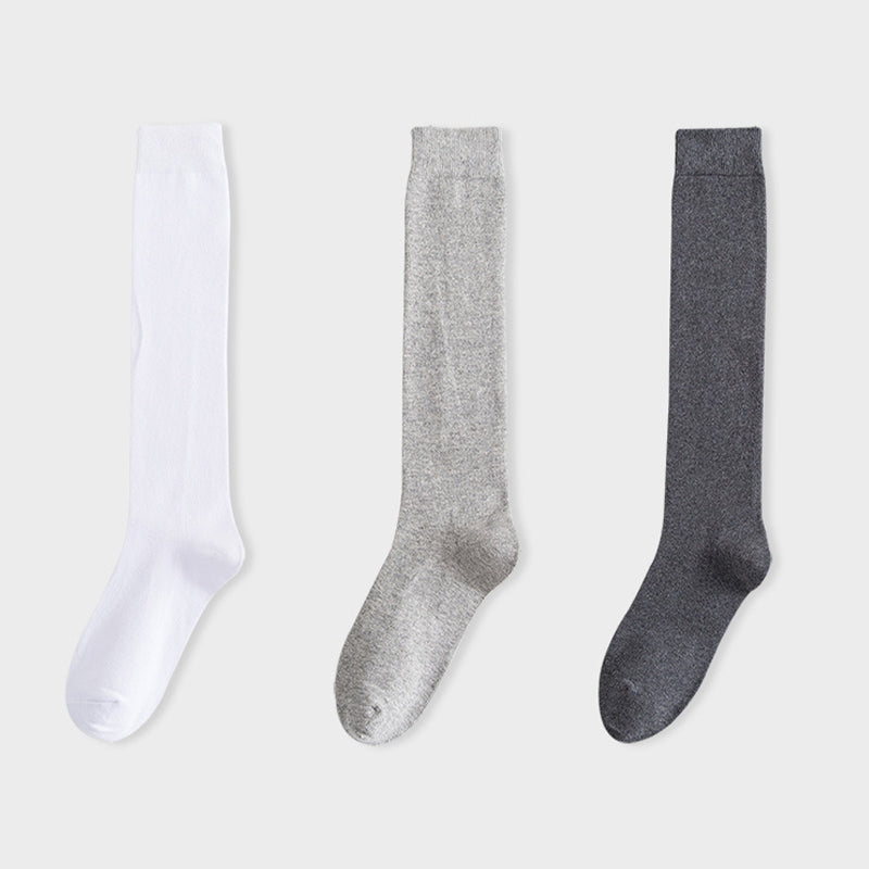 Elasticity Knee High Socks(3 Pairs) - White+Light Gray+Dark Drey - EU39-45(US6-11) - image 11