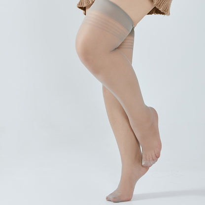 Transparent Thigh High Socks(4 Pairs) - Grey - Fits 148-242lbs - image 7