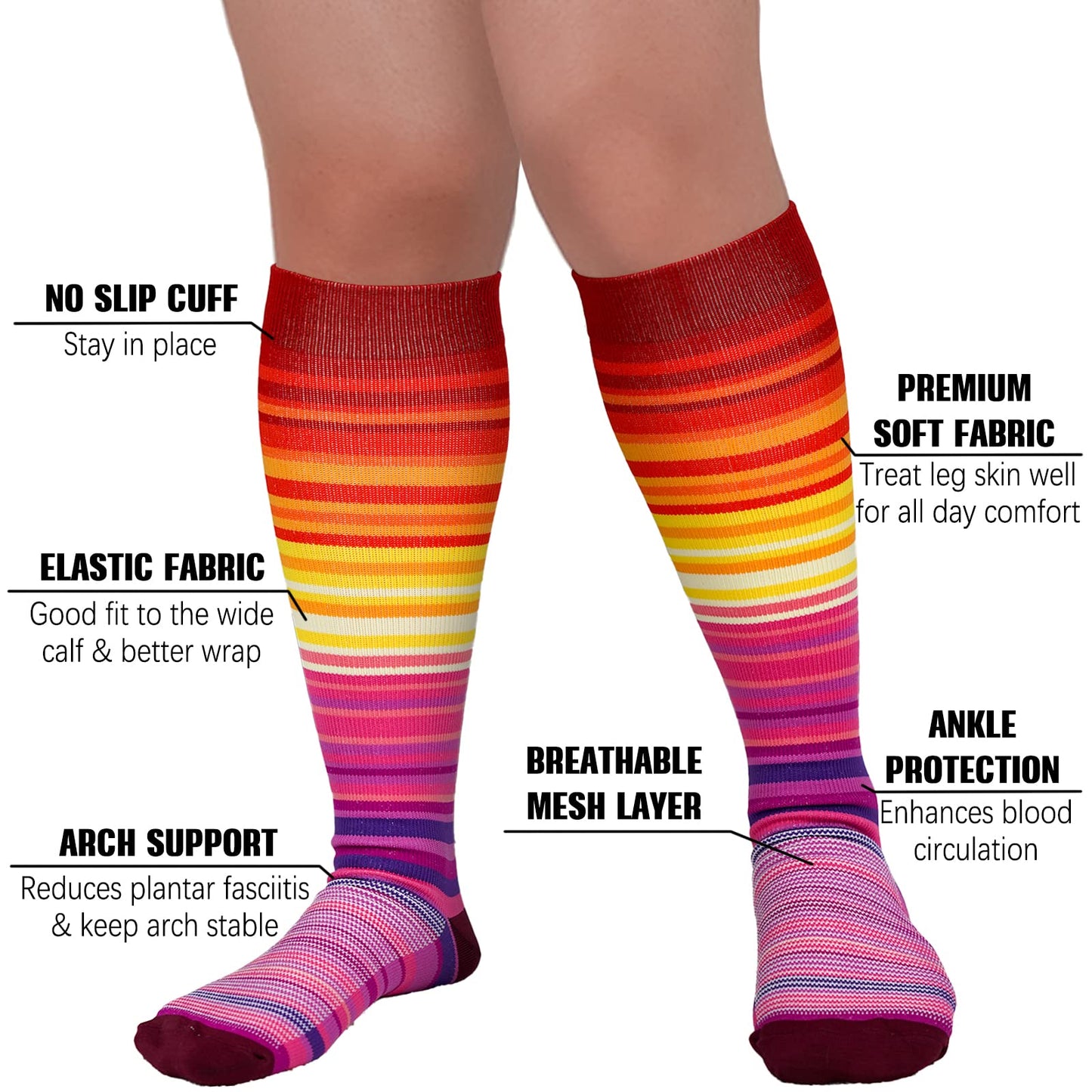 Plus Size Fashion Design Compression Socks(3 Pairs) - image 4