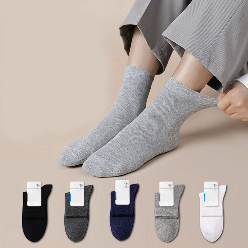 Solid Color Casual Quarter Socks(5 Pairs) - image 0