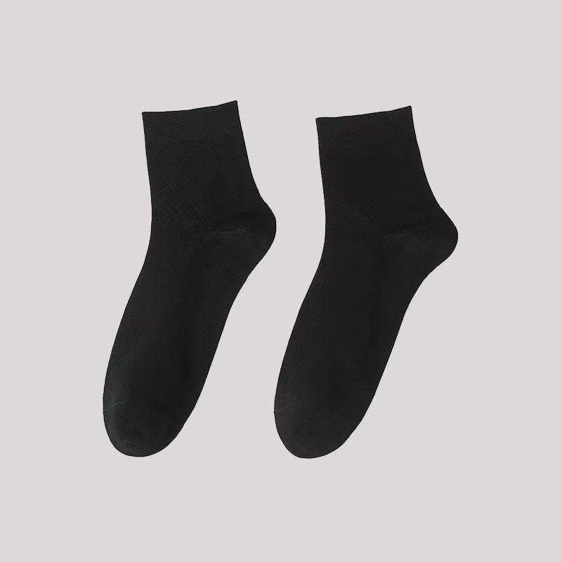 Solid Color Casual Quarter Socks(5 Pairs) - Black - EU42-48(US8.5-13) - image 6