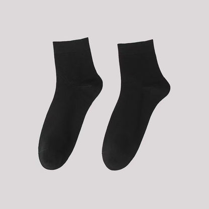 Solid Color Casual Quarter Socks(5 Pairs) - Black - EU42-48(US8.5-13) - image 6