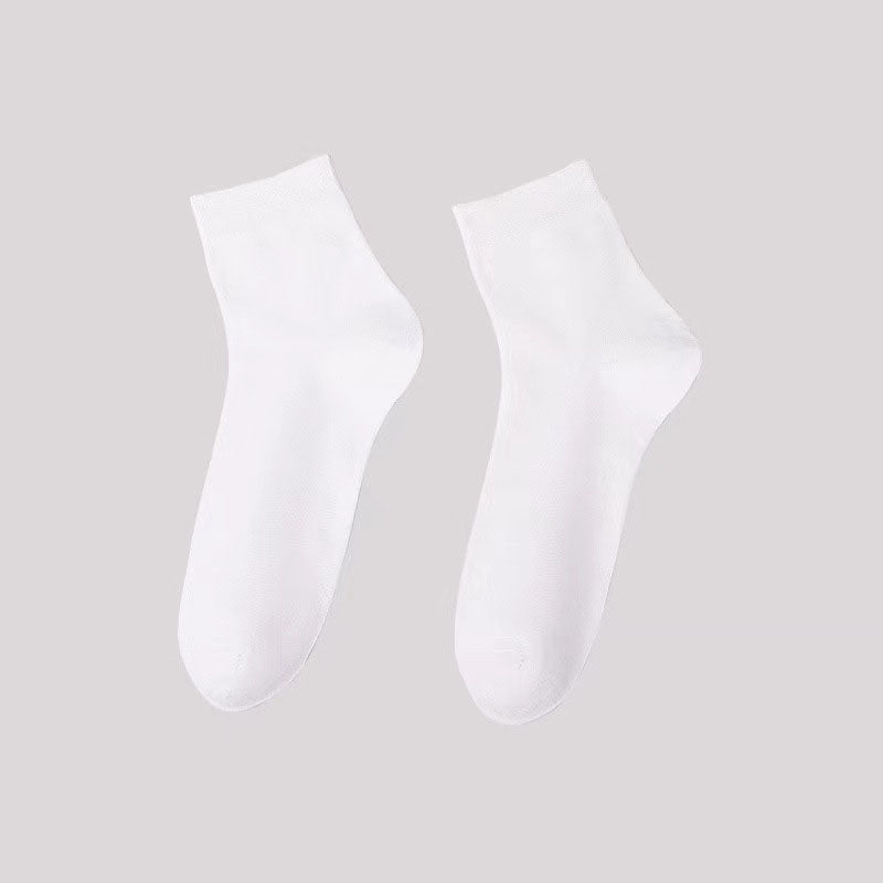 Solid Color Casual Quarter Socks(5 Pairs) - White - EU42-48(US8.5-13) - image 5