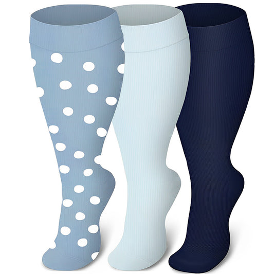Plus Size Blue Series Compression Socks(3 Pairs) - image 0