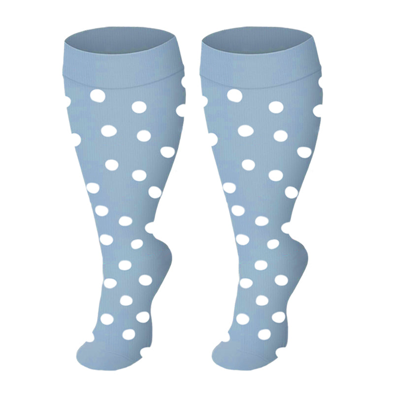 Plus Size Blue Series Compression Socks(3 Pairs) - Blue Dot - 4XL - image 3