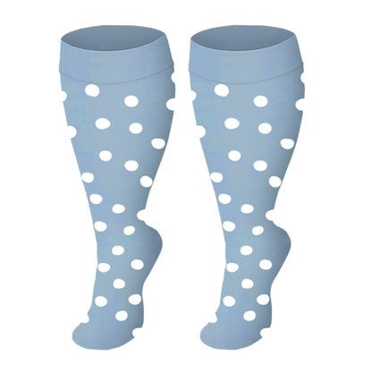 Plus Size Blue Series Compression Socks(3 Pairs) - Blue Dot - 4XL - image 3