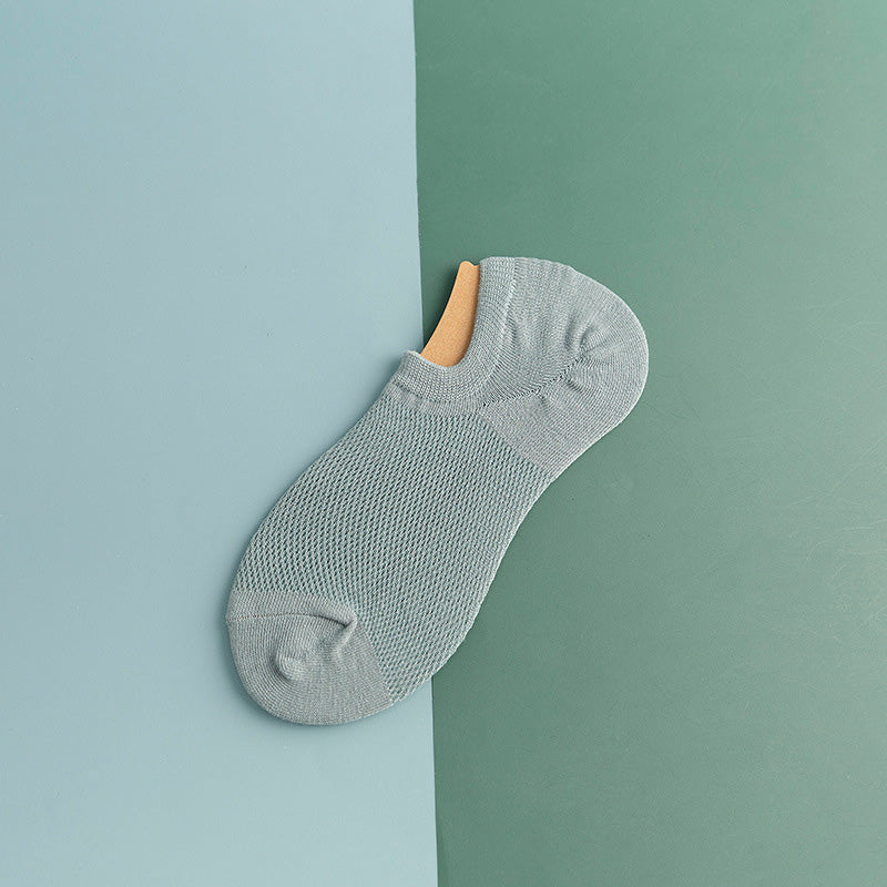 Mesh Non-slip Silicone Ankle Socks(11 Pairs) - Light Blue - EU44-50(US10-15) - image 17