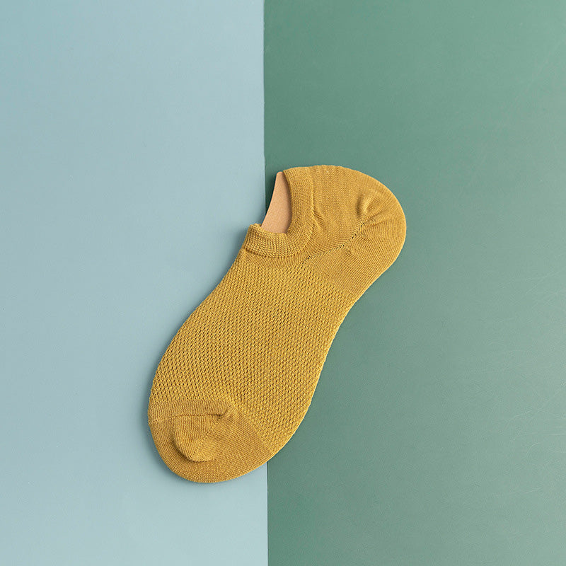 Mesh Non-slip Silicone Ankle Socks(11 Pairs) - Yellow - EU44-50(US10-15) - image 20