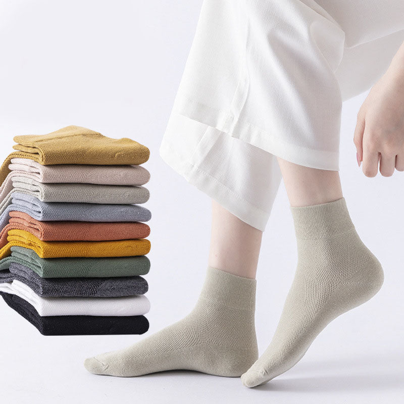 Solid Color Skin Friendly Quarter Socks(10 Pairs) - image 0