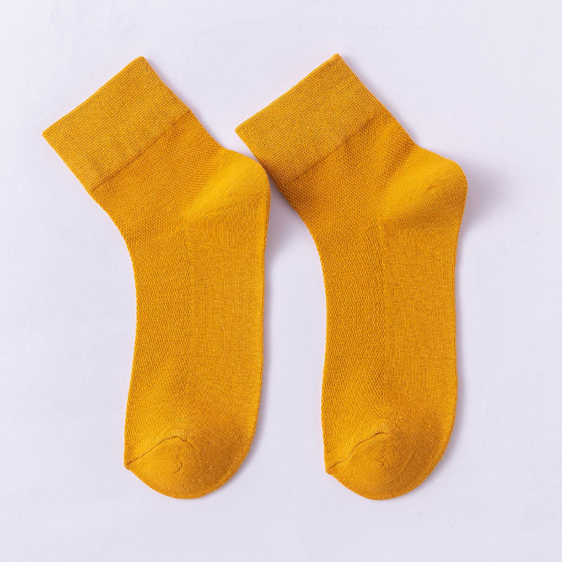 Solid Color Skin Friendly Quarter Socks(10 Pairs) - Bright Yellow - EU36-38(US3-5) - image 20