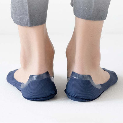 Plus Size Ice Silk Striped No Show Socks(6 Pairs)