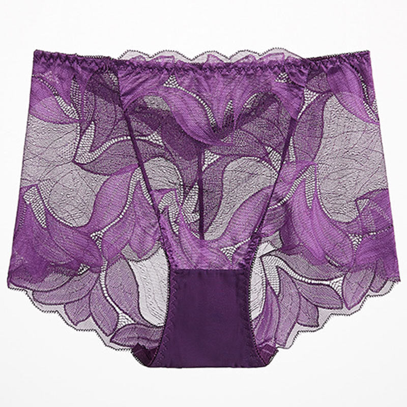 Lace Breathable Panty(5 Packs) - Purple - 2XL - image 17