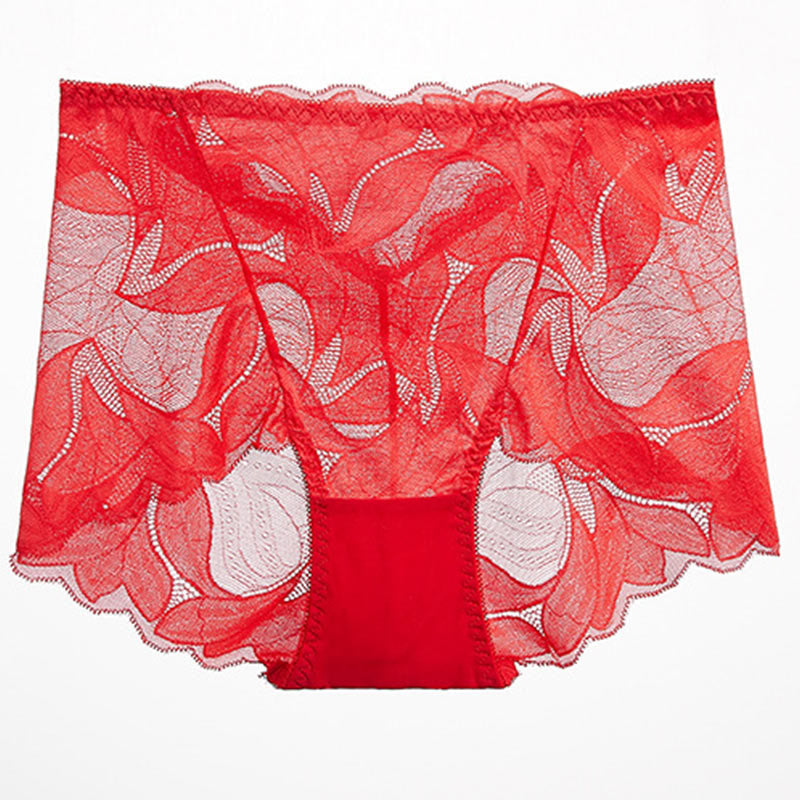 Lace Breathable Panty(5 Packs) - Red - 2XL - image 18