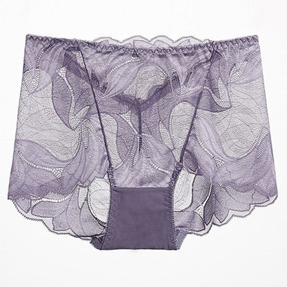 Lace Breathable Panty(5 Packs) - Dark Purple - 2XL - image 20