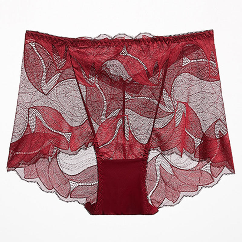 Lace Breathable Panty(5 Packs) - Wine - 2XL - image 12