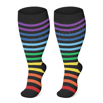Plus Size Polka Dots Compression Socks - Stripe - 4XL - image 2