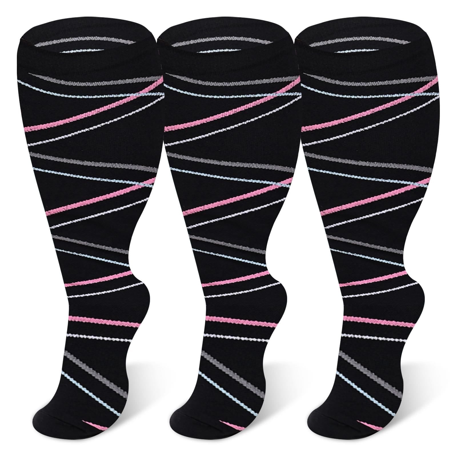 Plusock Ribbon Plus Size Compression Socks 2XL-7XL(3 Pairs) - image 0
