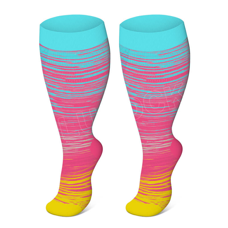 Plus Size Bright Stripe Compression Socks 2XL-7XL(3 Pairs) - image 7