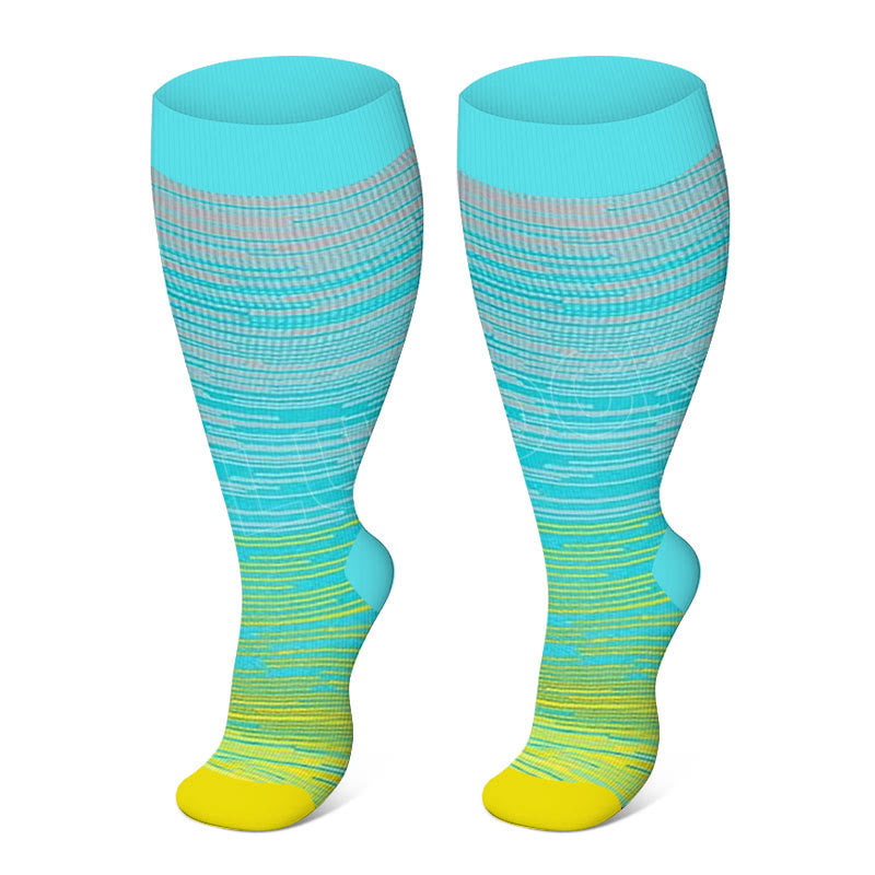 Plus Size Bright Stripe Compression Socks 2XL-7XL(3 Pairs) - image 8