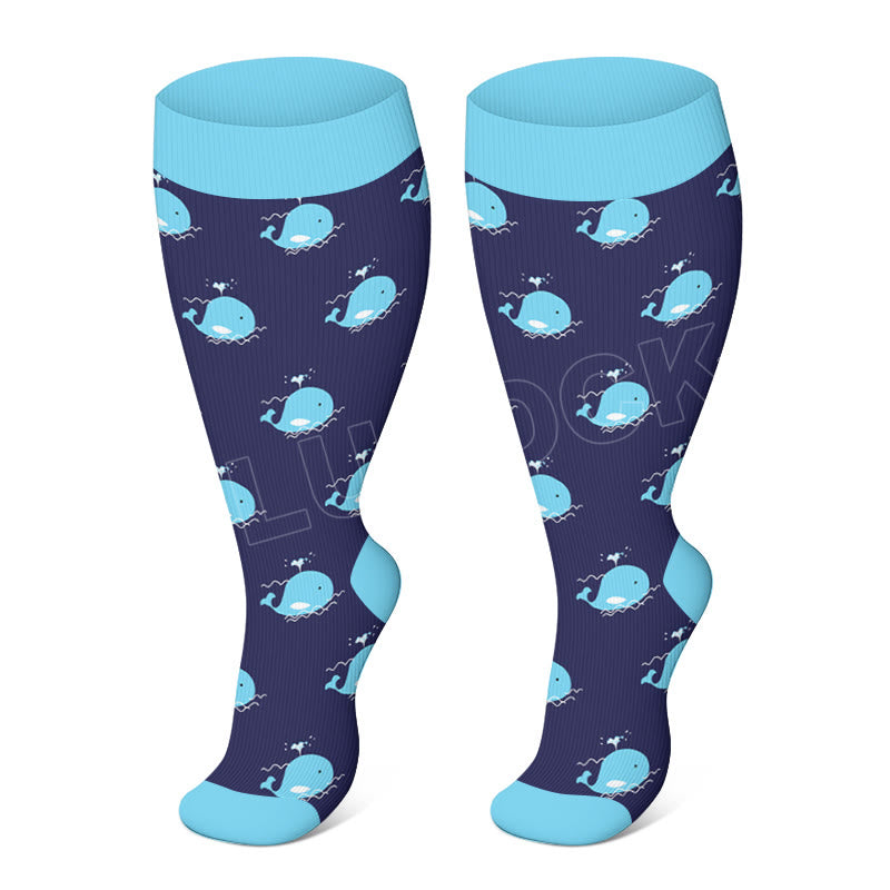 Plus Size Whale Starfish Seahorse Compression Socks - image 3