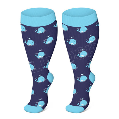 Plus Size Whale Starfish Seahorse Compression Socks - image 3