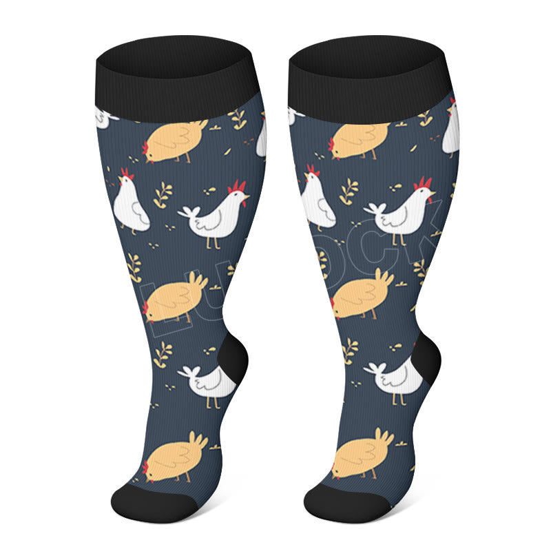 Plus Size Farm Animals Compression Socks - Navy Blue - 3XL - image 2
