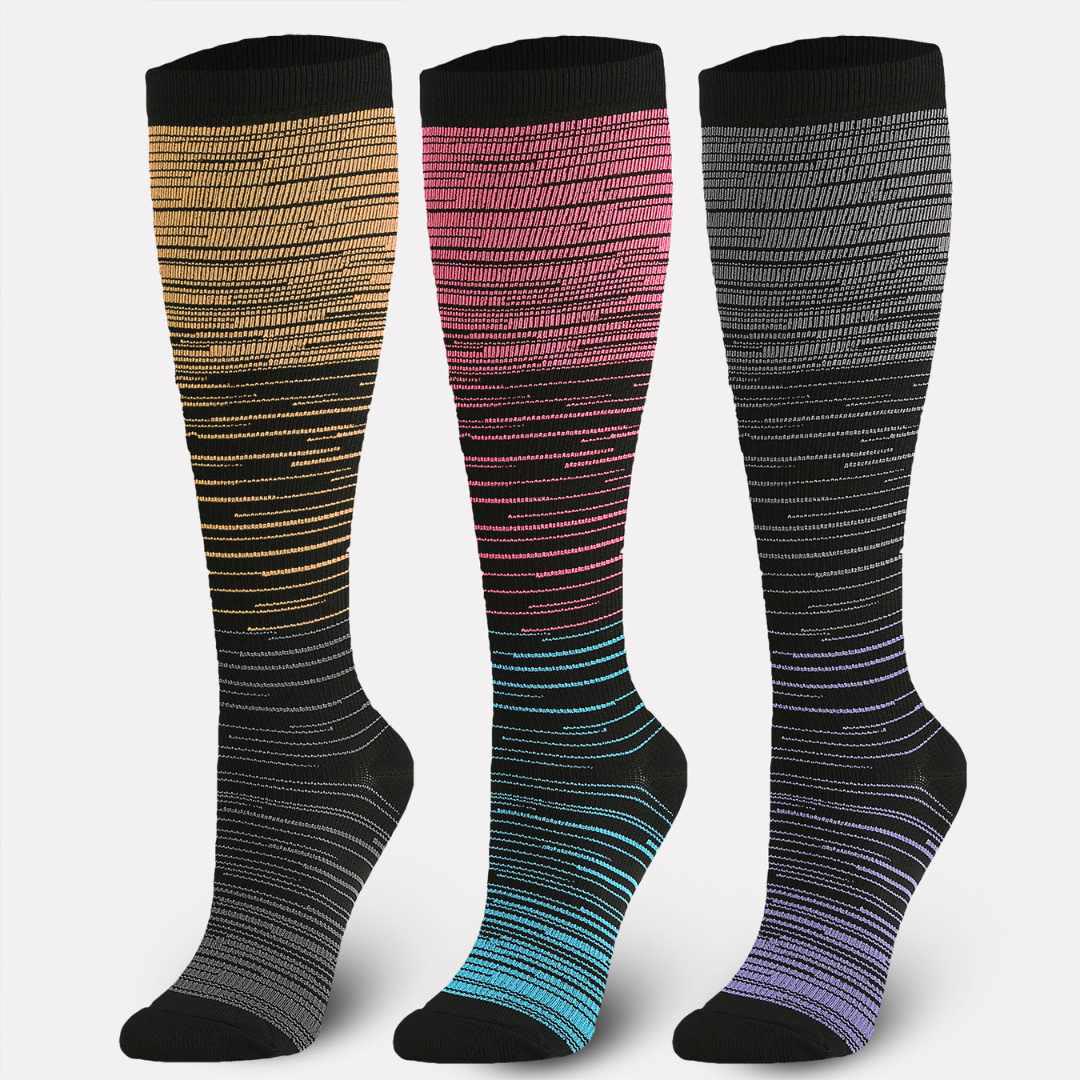 Color Thin Lines Compression Socks(6 Pairs) - image 1