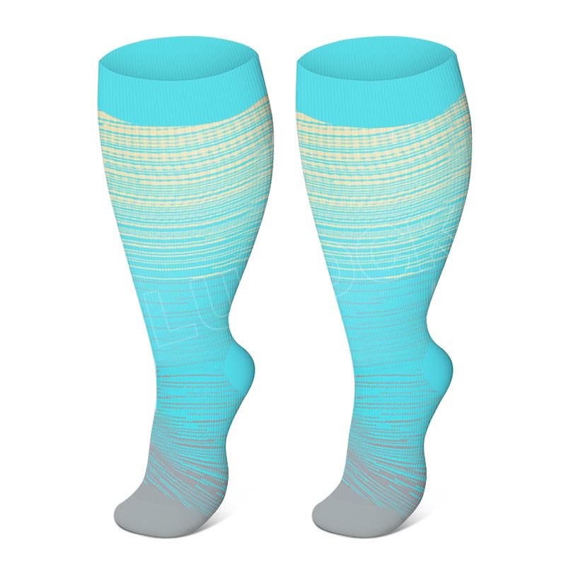 Plus Size Bright Stripe Compression Socks 2XL-7XL - Grey - 7XL - image 2