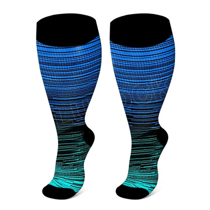 Colorful Cool Lines Plus Size Compression Socks 2XL-7XL - Blue - 7XL - image 2