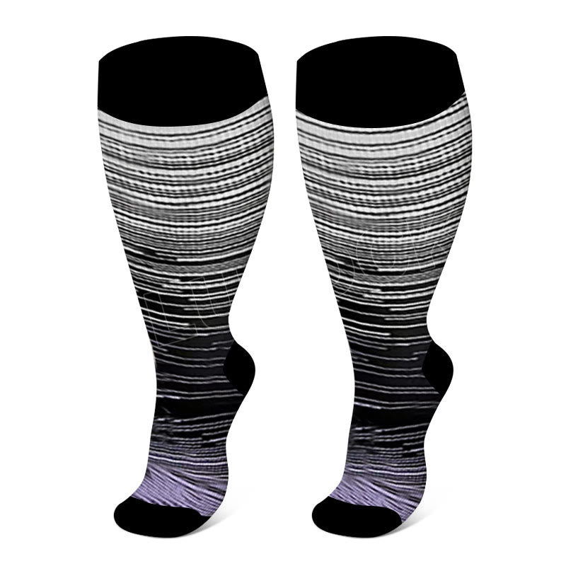 Colorful Cool Lines Plus Size Compression Socks 2XL-7XL - Purple - 7XL - image 3