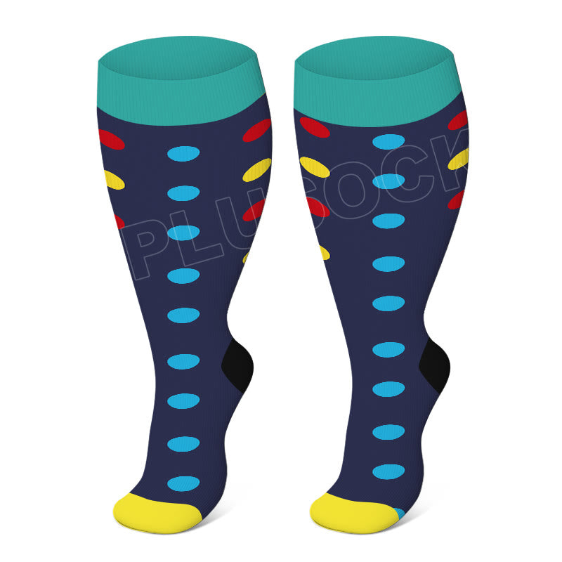 Colorful Pattern Plus Size Compression Socks 2XL-7XL - Blue - 7XL - image 2
