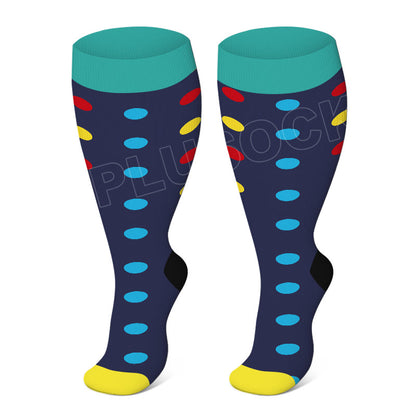 Colorful Pattern Plus Size Compression Socks 2XL-7XL - Blue - 7XL - image 2