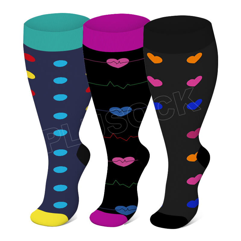 Colorful Pattern Plus Size Compression Socks 2XL-7XL - image 0