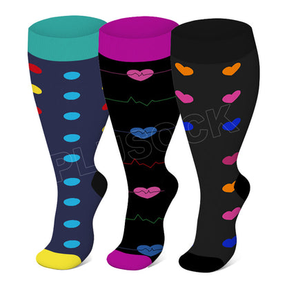 Colorful Pattern Plus Size Compression Socks 2XL-7XL - image 0