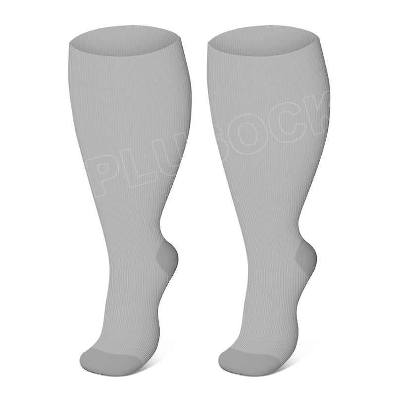 Solid Color Plus Size Compression Socks 2XL-7XL(3 Pairs) - Grey - 7XL - image 11